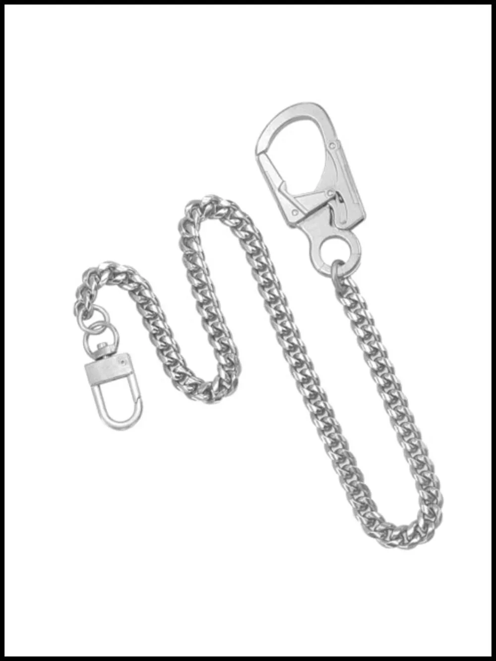 Stainless Steel Wallet Chain with Dual Lock Carabiner for Men, 25 Inch